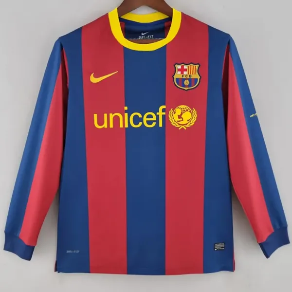10-11 Barcelona Home Retro Long Sleeve Soccer Jersey
