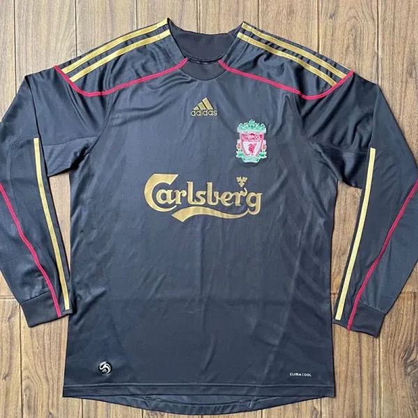09-10 Liverpool Away Long Sleeve Retro Soccer Jersey