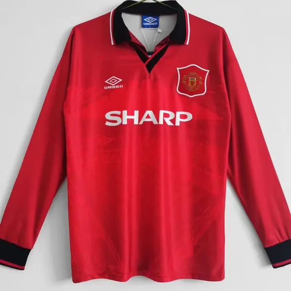 94-96 Manchester United Home Long sleeve Retro soccer jersey