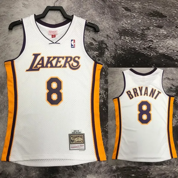 03-04 LAKERS BRYANT #8 White Retro Top Quality Hot Pressing NBA Jersey