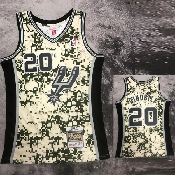 13-14 SA Spurs GINOBILI #20 Green CamouflageTop Quality Hot Pressing NBA Jersey (