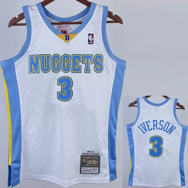 03-04 Nuggets IVERSON #3 White Retro Top Quality Hot Pressing NBA Jersey