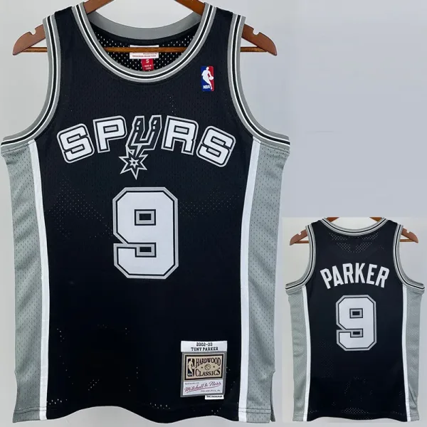 02-03 SA Spurs PARKER #9 Black Retro Top Quality Hot Pressing NBA Jersey