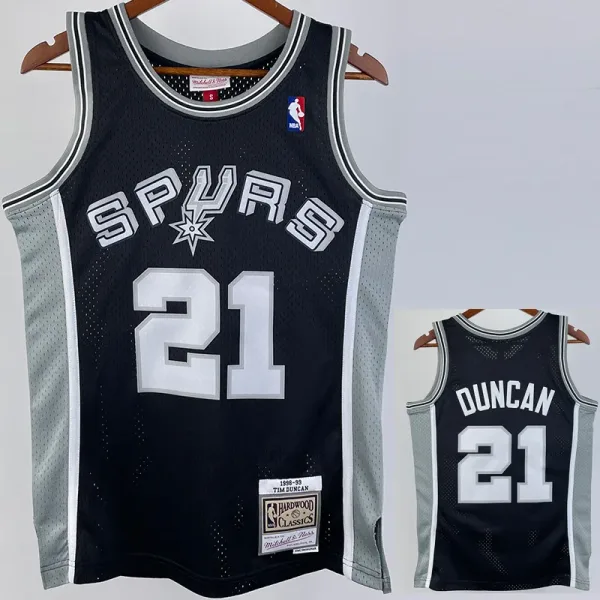 98-99 SA Spurs DUNCAN #21 Black Retro Top Quality Hot Pressing NBA Jersey