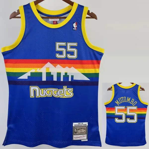 91-92 Nuggets MUTOMBO #55 Blue Retro Top Quality Hot Pressing NBA Jersey