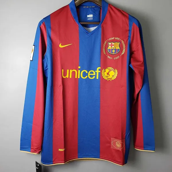 07-08 Barcelona Home Retro Long Sleeve Soccer Jersey