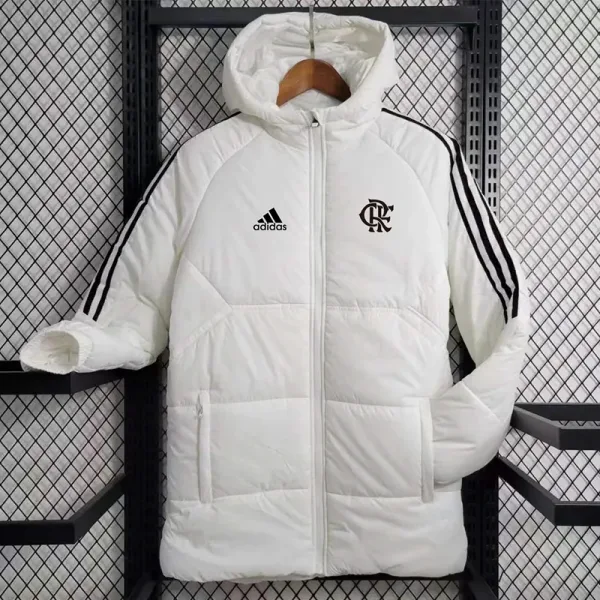 23-24 Flamengo White Hooded Cotton Coat Black Edge