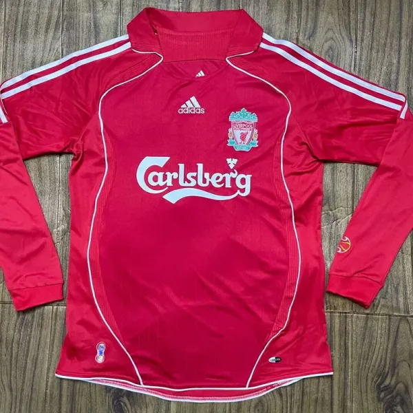 06-08 Liverpool Home Long Sleeve Retro Soccer Jersey