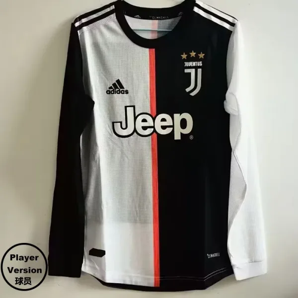 19-20 Juventus Home Long Sleeve Retro Player Version Soccer Jersey