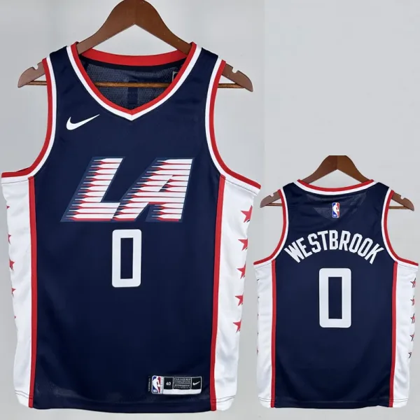 18-19 Clippers WESTBROOK #0 Dark Blue City Edition Top Quality Hot Pressing NBA Jersey