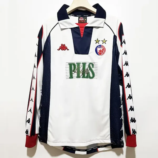 99-01 Crvena Zvezda Away Long Sleeve Retro Soccer Jersey  *