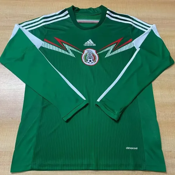 2014 Mexico Home Long Sleeve Retro Soccer Jersey