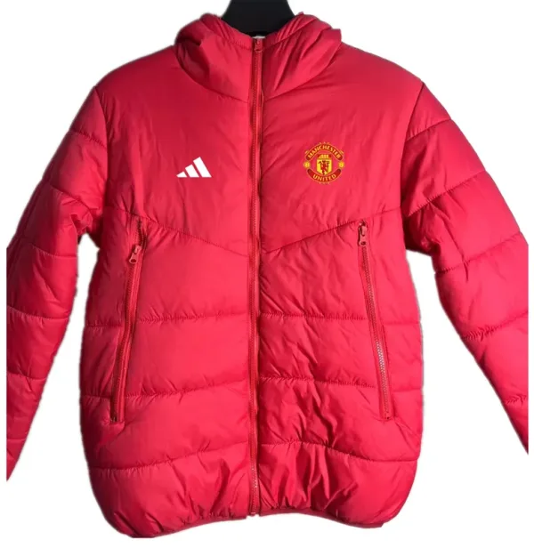 24-25 Manchester United Red Hooded Cotton Coat