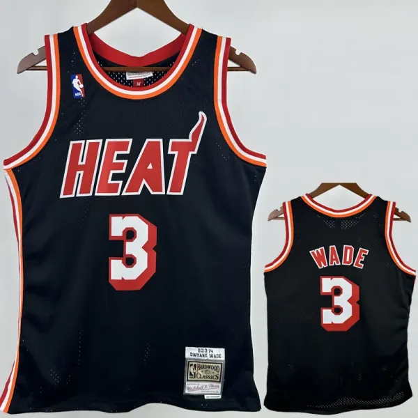 13-14 HEAT WADIDASE #3 Black Retro Top Quality Hot Pressin g NBA Jersey