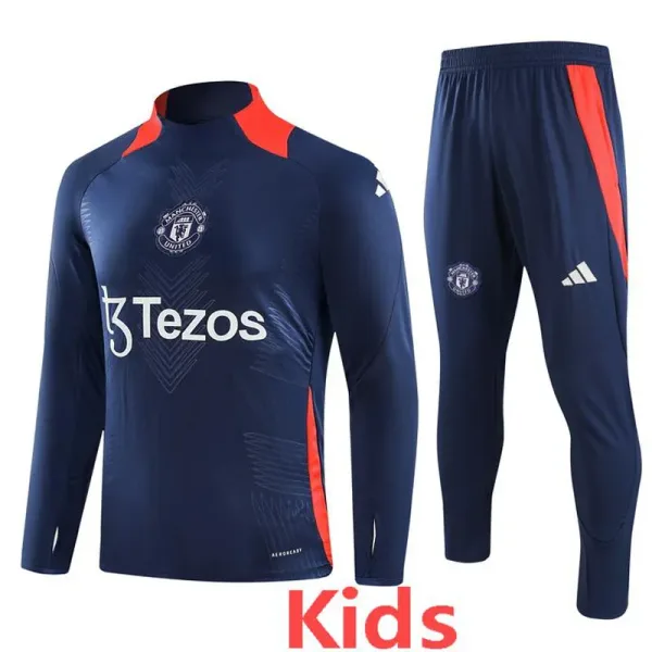 24-25 Manchester United Royal blue Kids Long Sleeve Training Tracksuit