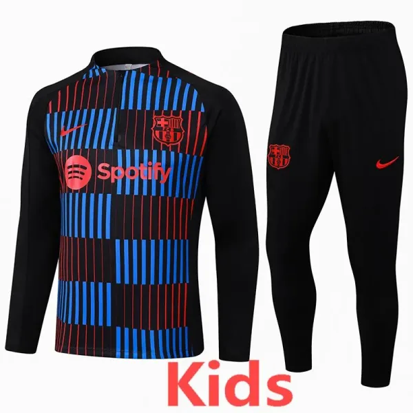 24-25 Barcelona Red blue Kids Half Pull Tracksuit