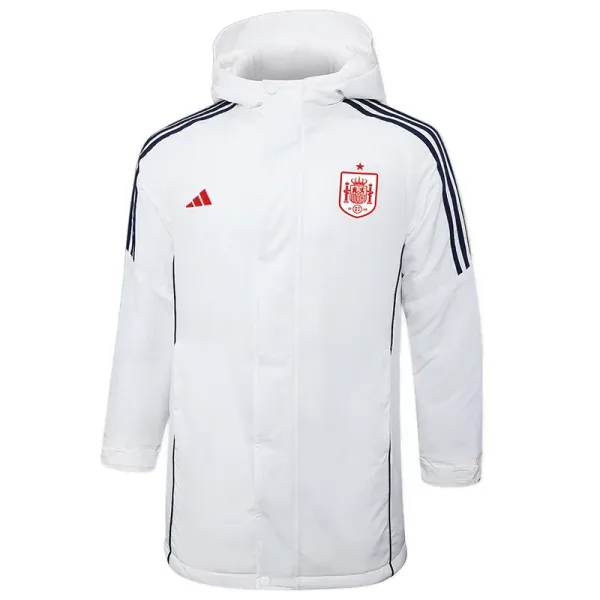 24-25 Spain White Hooded Windbreaker Fabric Cotton Coat #G231