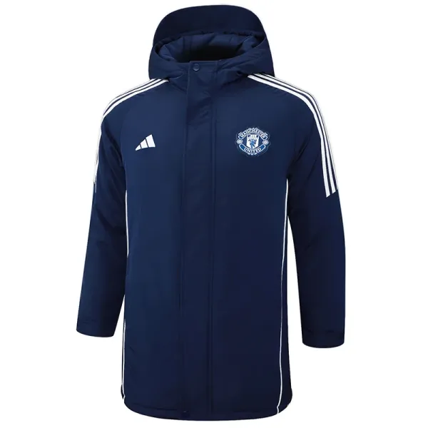 24-25 Manchester United Royal Blue Hooded Windbreaker Fabric Cotton Coat #G220