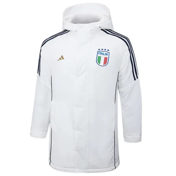 24-25 Italy White Hooded Windbreaker Fabric Cotton Coat #G222