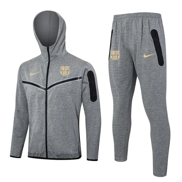 24-25 Barcelona Grey Hoodie Jacket Tracksuit #F576