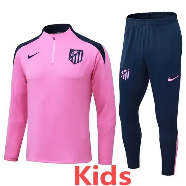 24-25 Atletico Madrid Pink Kids Half Pull Tracksuit