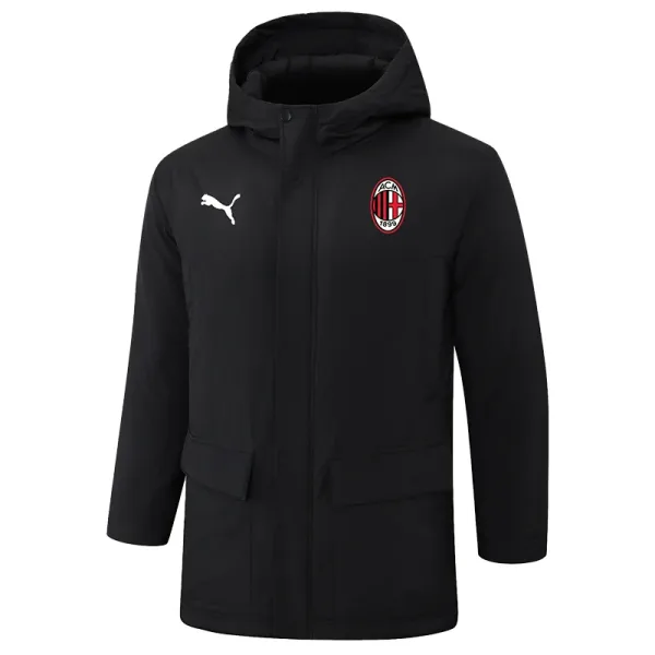 24-25 AC Milan Black Hooded Windbreaker Fabric Cotton Coat #G254
