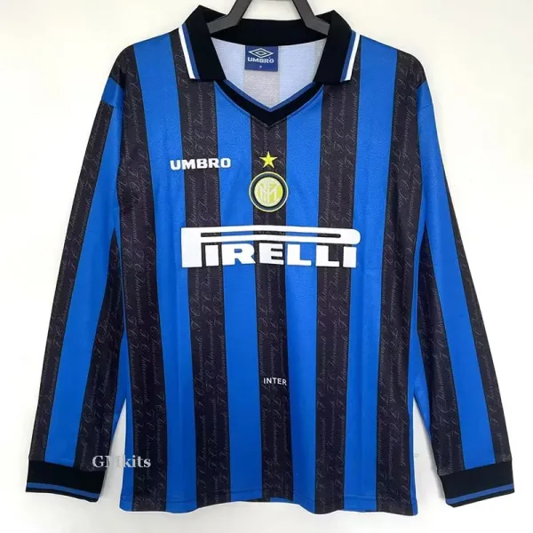 97-98 Inter Home Long Sleeve Retro Soccer Jersey