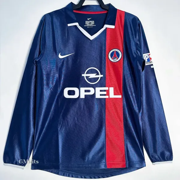 01-02 PSG Paris Home Long Sleeve Retro Soccer Jersey