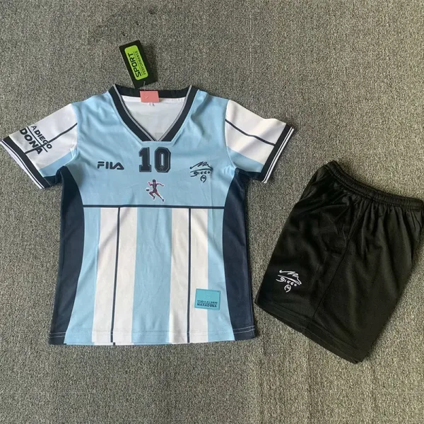 2001 Argentina MARADIDASONA 10# Commemorative Edition Kids Retro Soccer Jersey