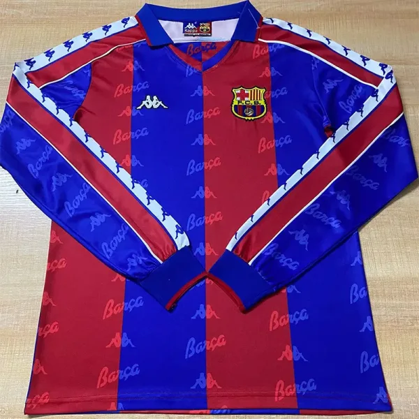 92-95 Barcelona Home Long Sleeve Retro Soccer Jersey