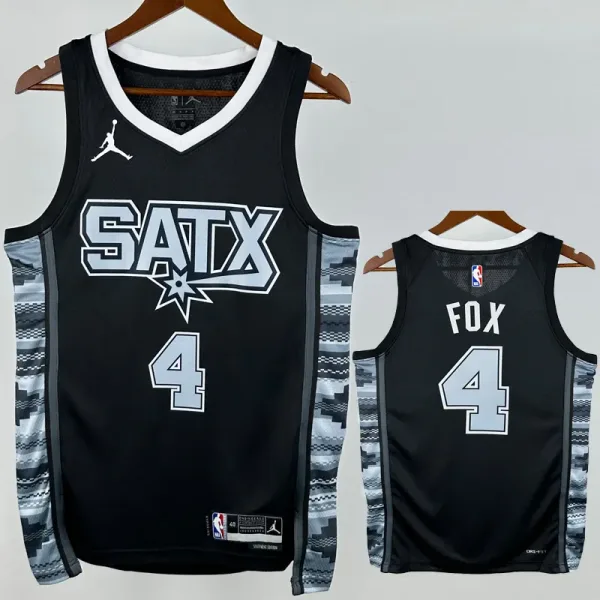 22-23 SA Spurs FOX #4 Black Top Quality Hot Pressing NBA Jersey (Trapeze Edition)