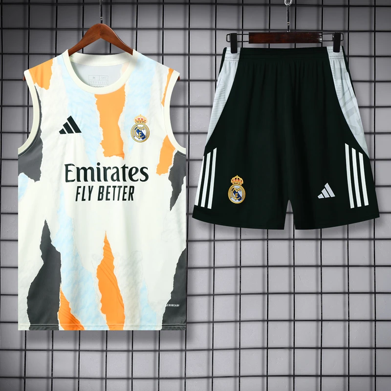 25-26 Real Madrid White Tank top and shorts suit